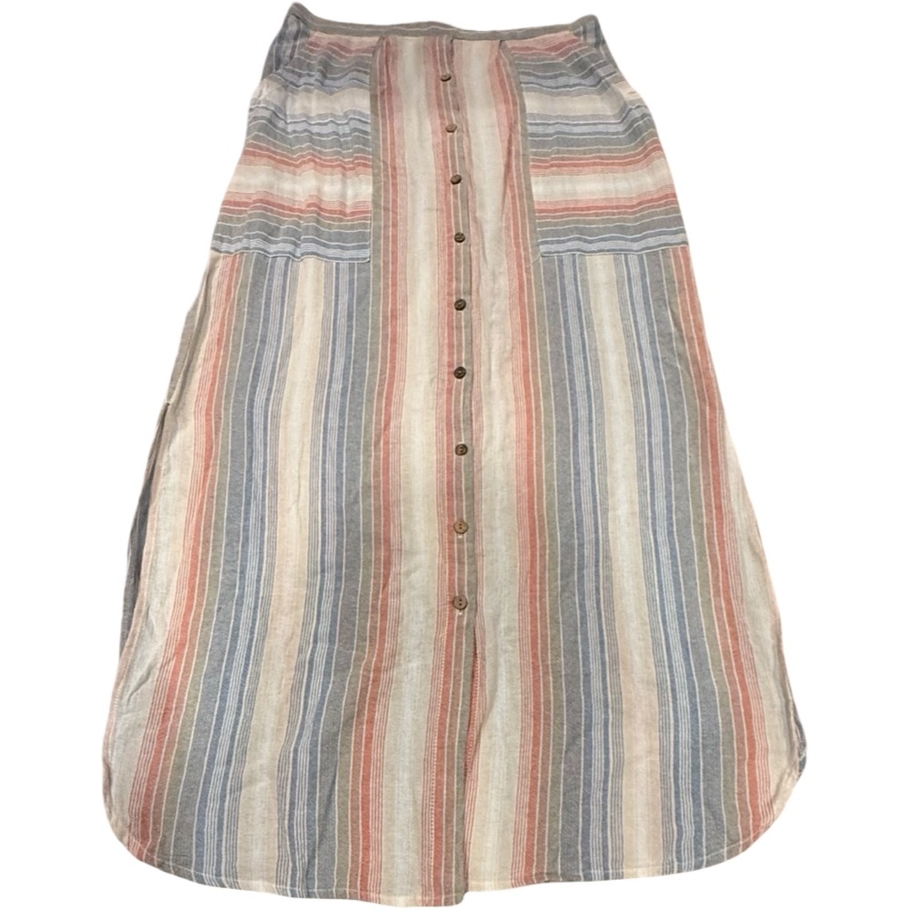 RD Style Striped A-Line Skirt with Button Detail
